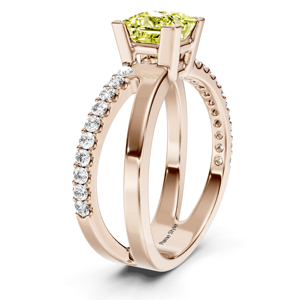 1.25 - 4.25 CT Princess & Round Cut Fancy Yellow Diamonds - Engagement Ring - Primestyle.com