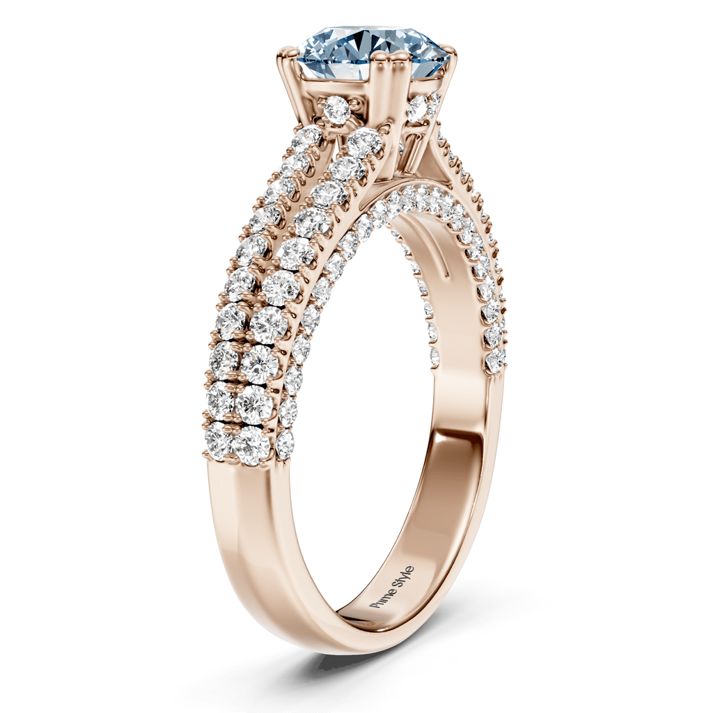 1.70-4.70 CT Round Cut Fancy Blue Diamonds - Engagement Ring