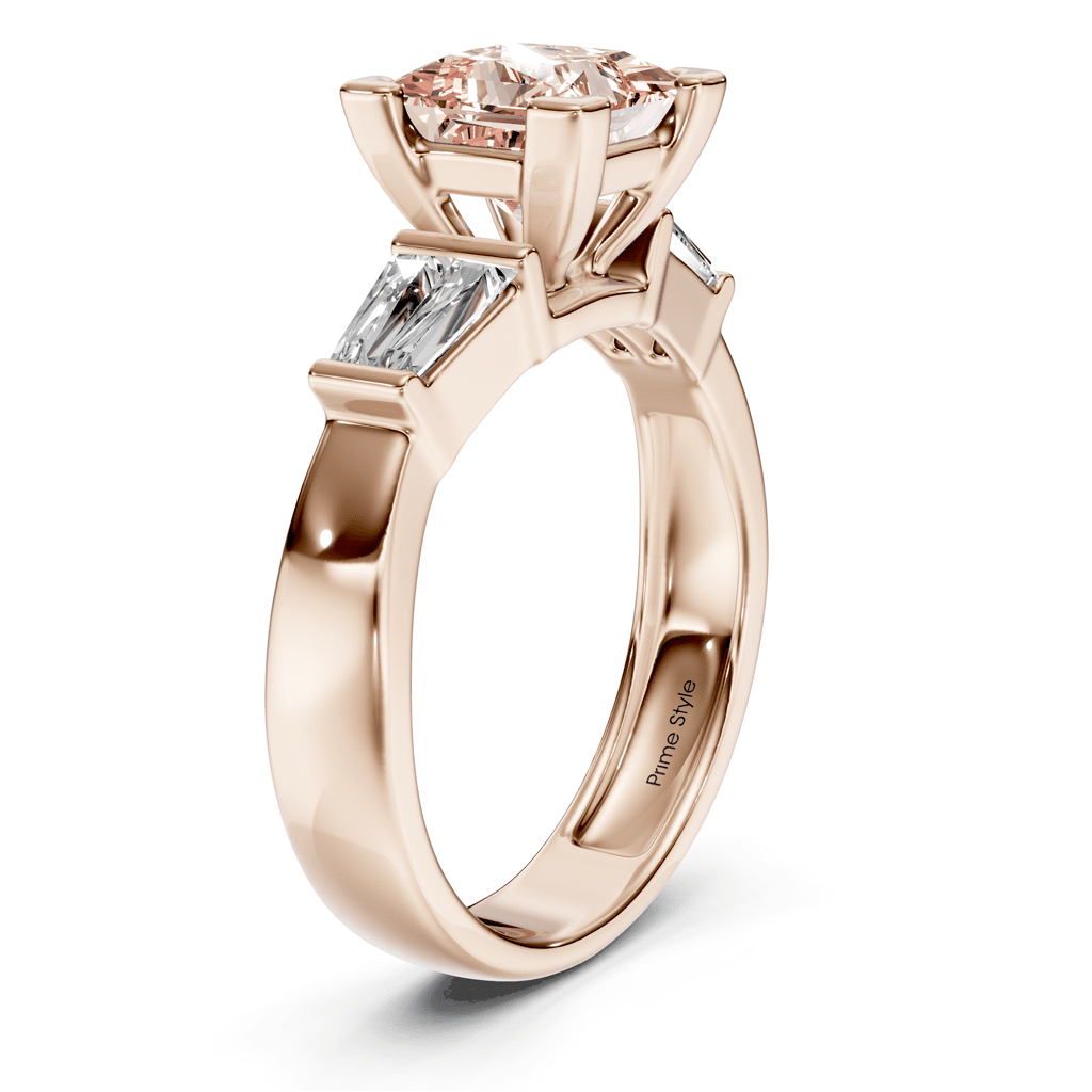 1.40-4.40 CT Princess & Taper Cut Fancy Pink Diamonds - Engagement Ring