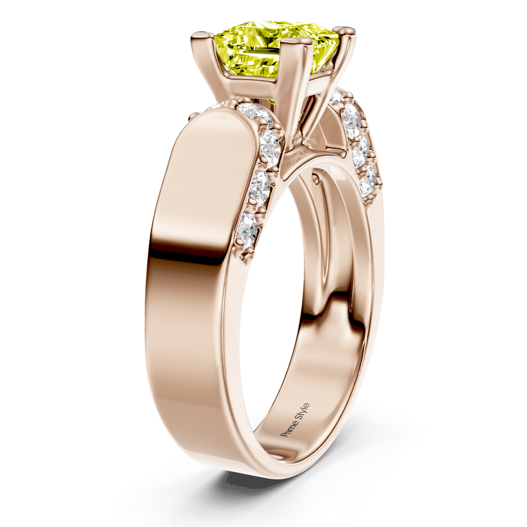 1.65-4.65 CT Princess & Round Cut Fancy Yellow Diamonds - Engagement Ring