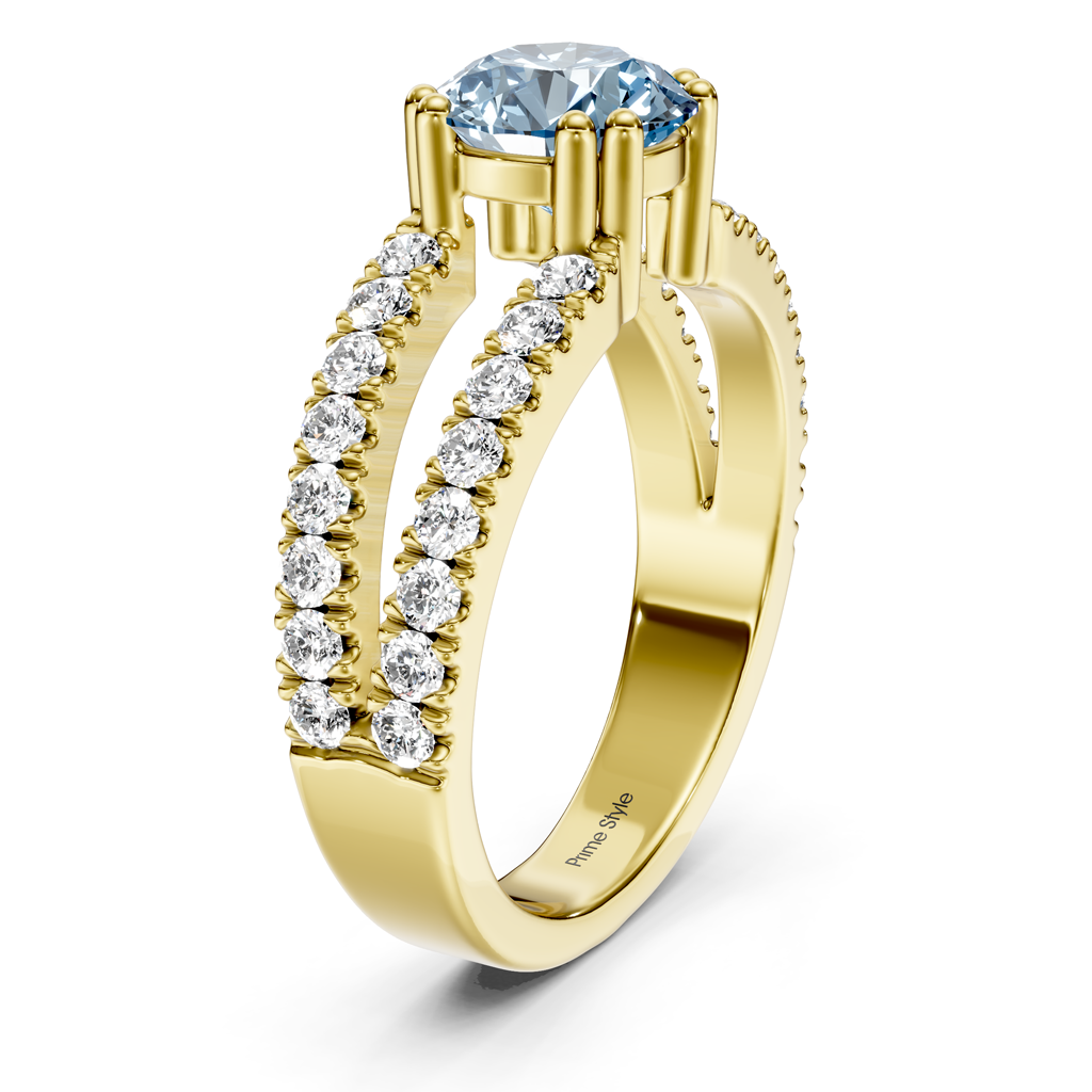 1.70-4.70 CT Round Cut Fancy Blue Diamonds - Engagement Ring