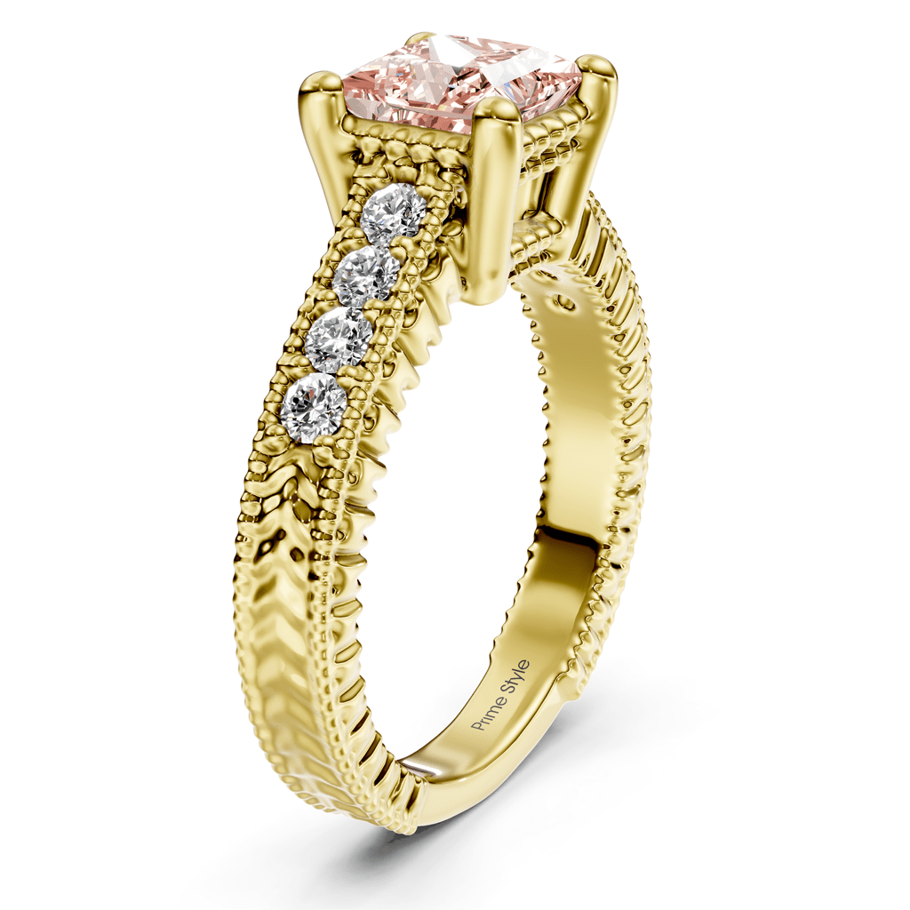 1.30 - 4.30 CT Princess & Round Cut Fancy Pink Diamonds - Engagement Ring - Primestyle.com