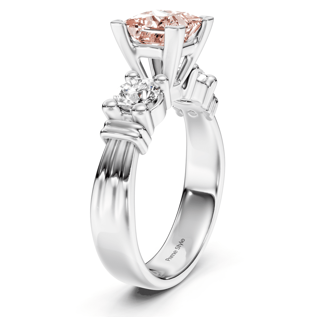 1.50-4.50 CT Princess & Round Cut Fancy Pink Diamonds - Engagement Ring