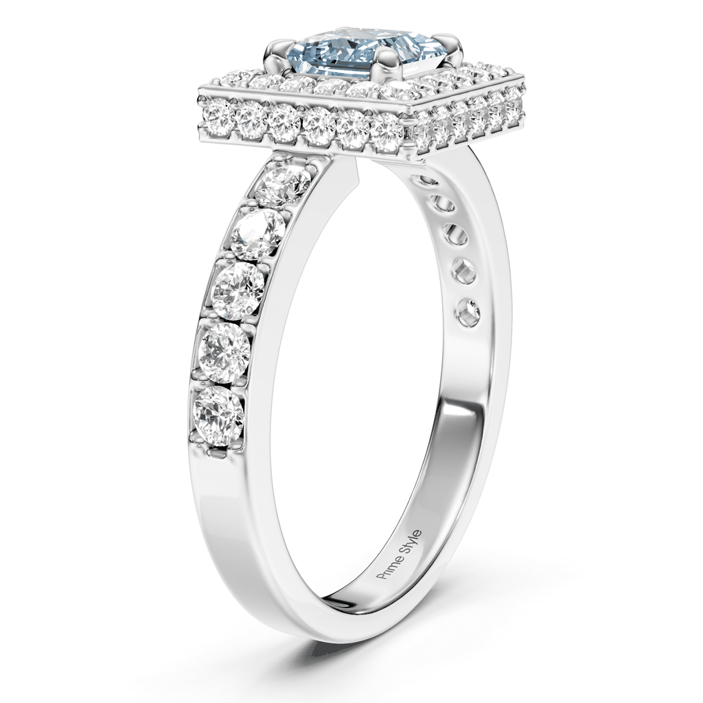 2.00 - 5.00 CT Princess & Round Cut Fancy Blue Diamonds - Engagement Ring - Primestyle.com
