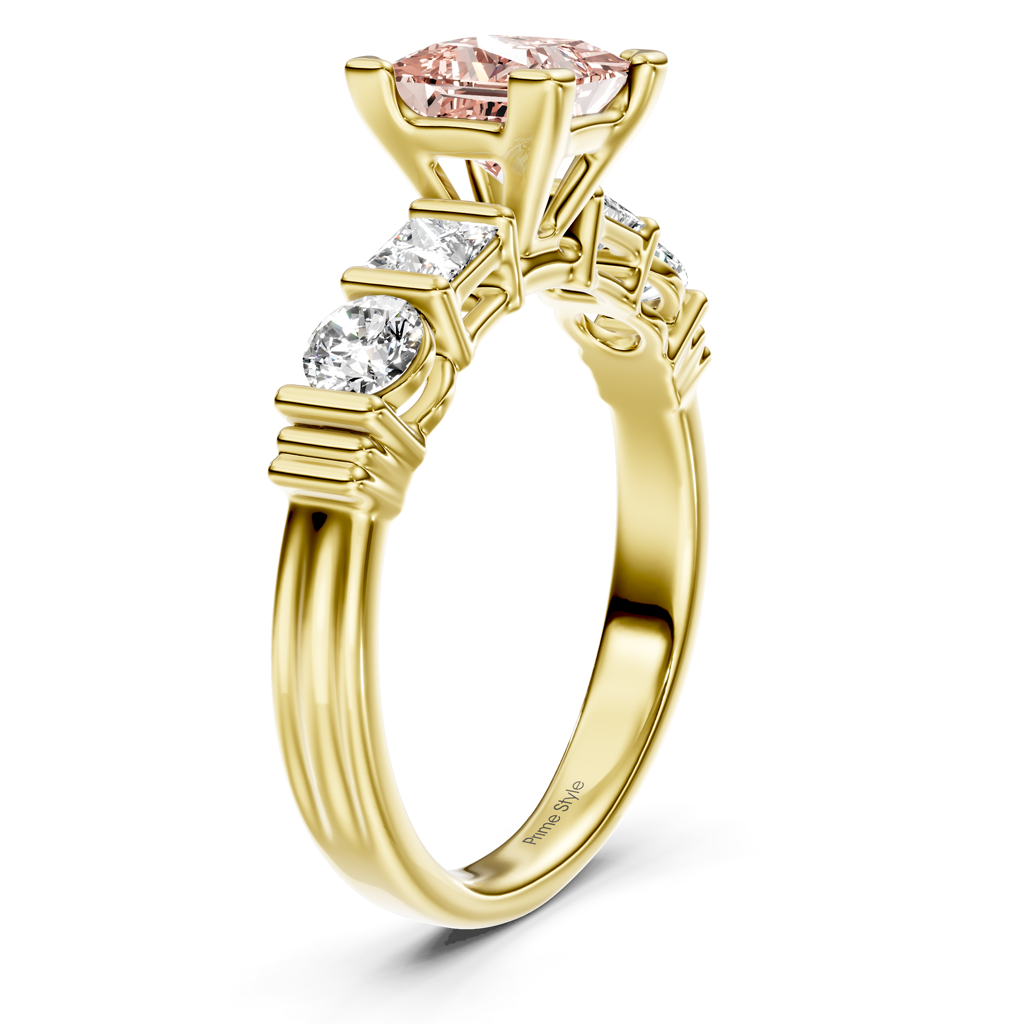 1.70-4.70 CT Princess & Round Cut Fancy Pink Diamonds - Engagement Ring