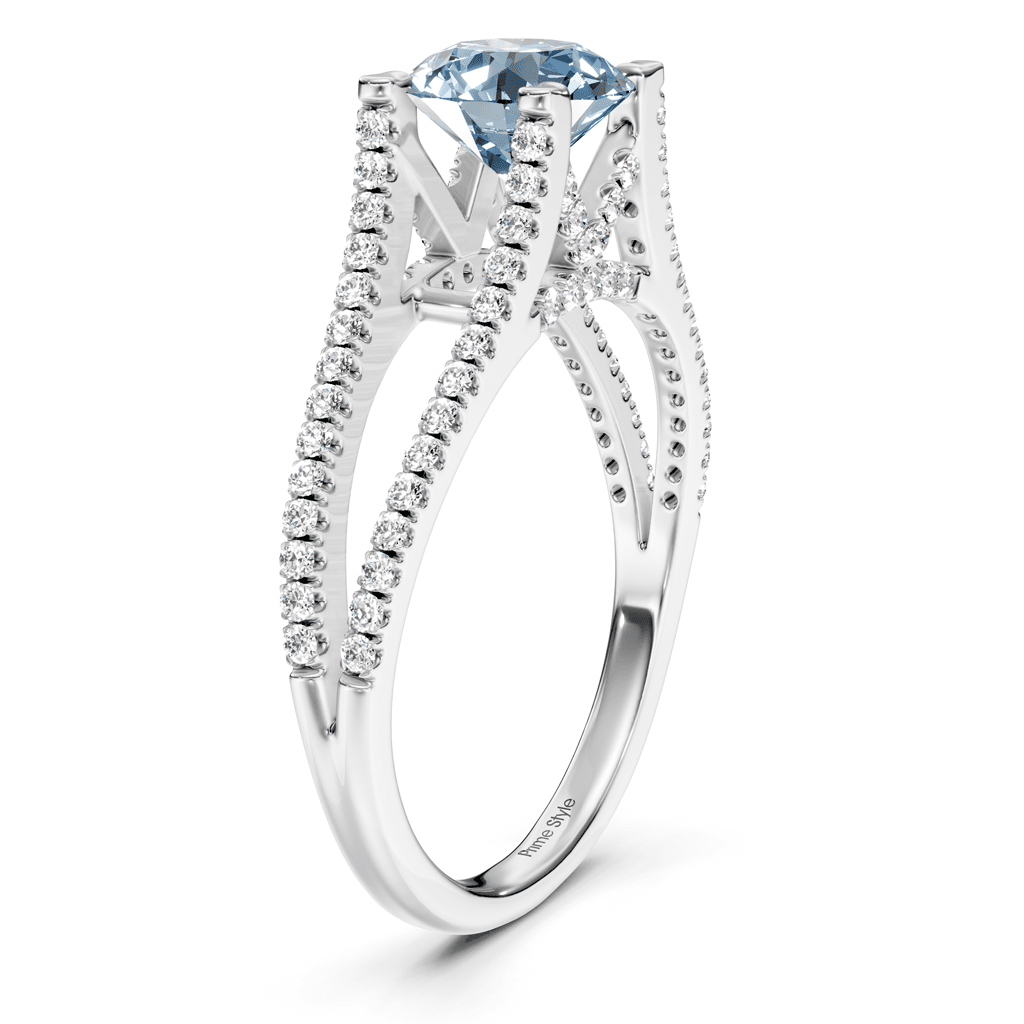 1.40 - 4.40 CT Round Cut Fancy Blue Diamonds - Engagement Ring - Primestyle.com