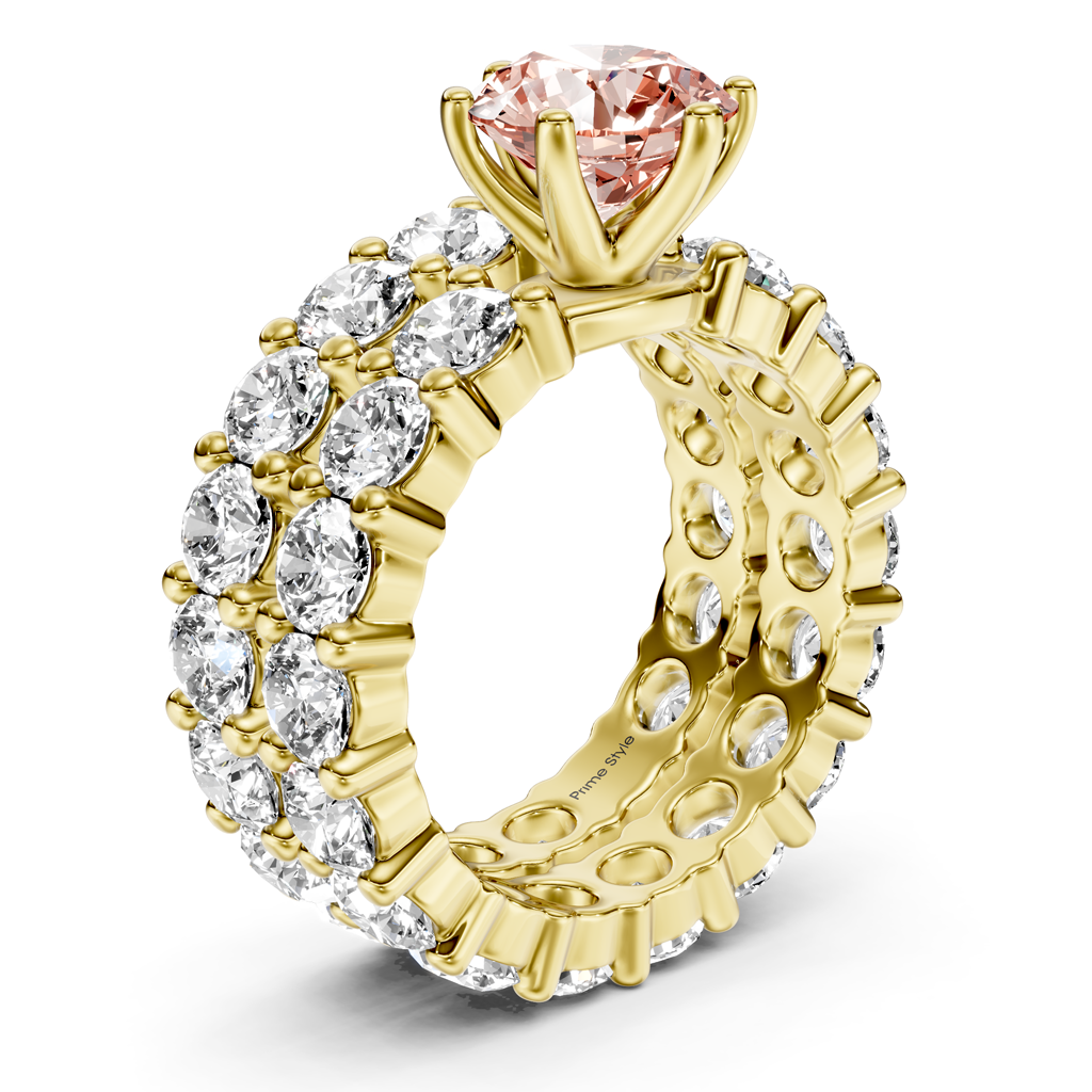 6.30-9.30 CT Round Cut Fancy Pink Diamonds - Bridal Set