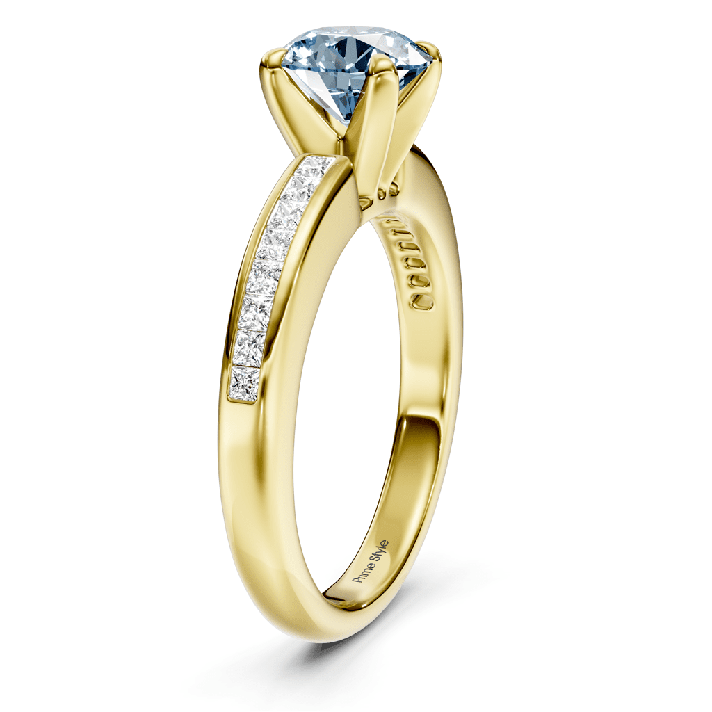 1.32-4.32 CT Princess & Round Cut Fancy Blue Diamonds - Engagement Ring