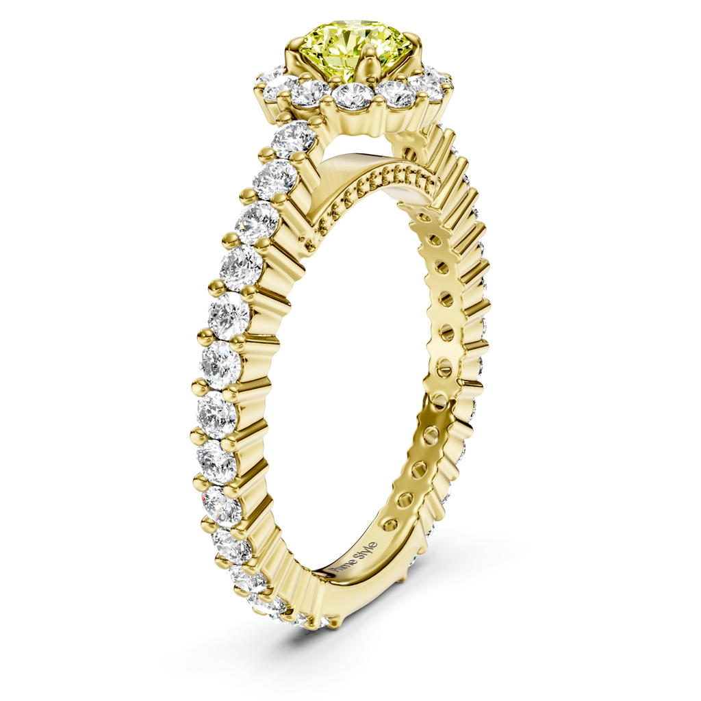 1.85-4.85 CT Round Cut Fancy Yellow Diamonds - Engagement Ring