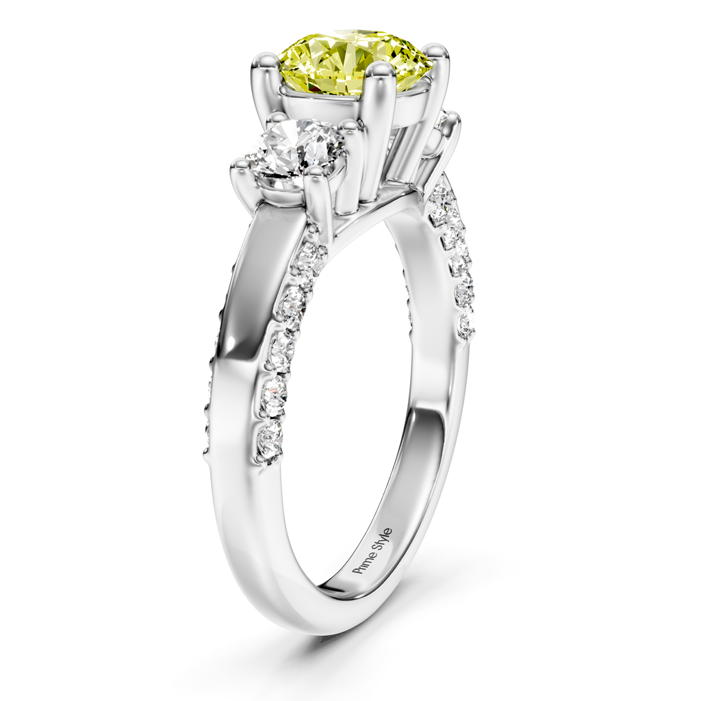 1.90-4.90 CT Round Cut Fancy Yellow Diamonds - Engagement Ring