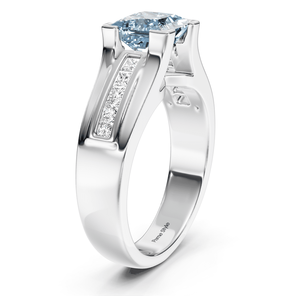 1.35 - 4.35 CT Princess Cut Fancy Blue Diamonds - Engagement Ring - Primestyle.com