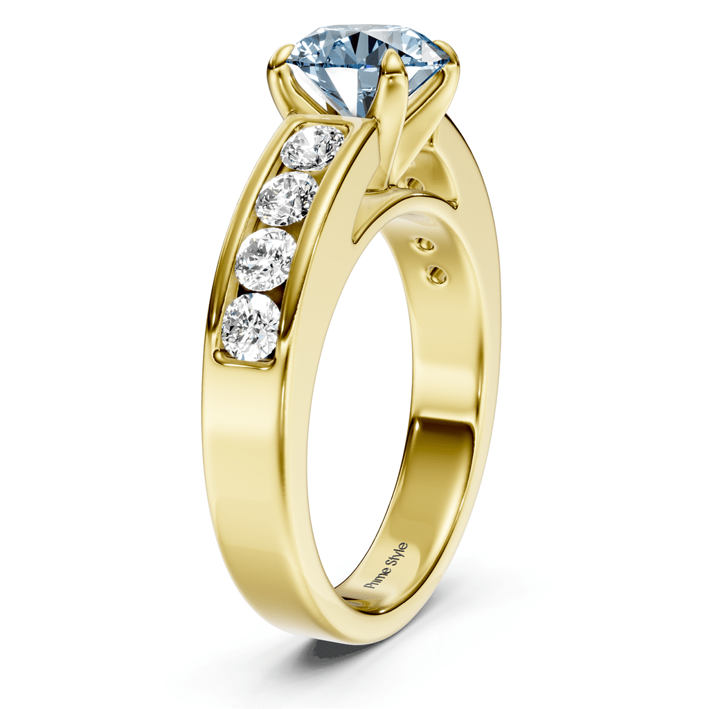1.45-4.45 CT Round Cut Fancy Blue Diamonds - Engagement Ring