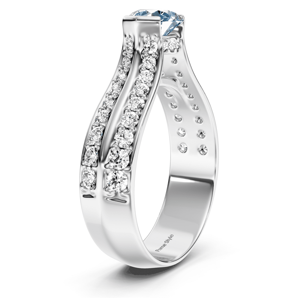 1.65 - 4.65 CT Round Cut Fancy Blue Diamonds - Engagement Ring - Primestyle.com