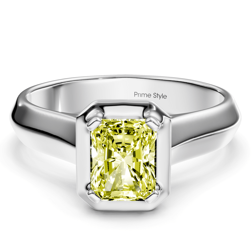 1.02 - 4.02 CT Radiant & Round Cut Fancy Yellow Diamonds - Engagement Ring - Primestyle.com