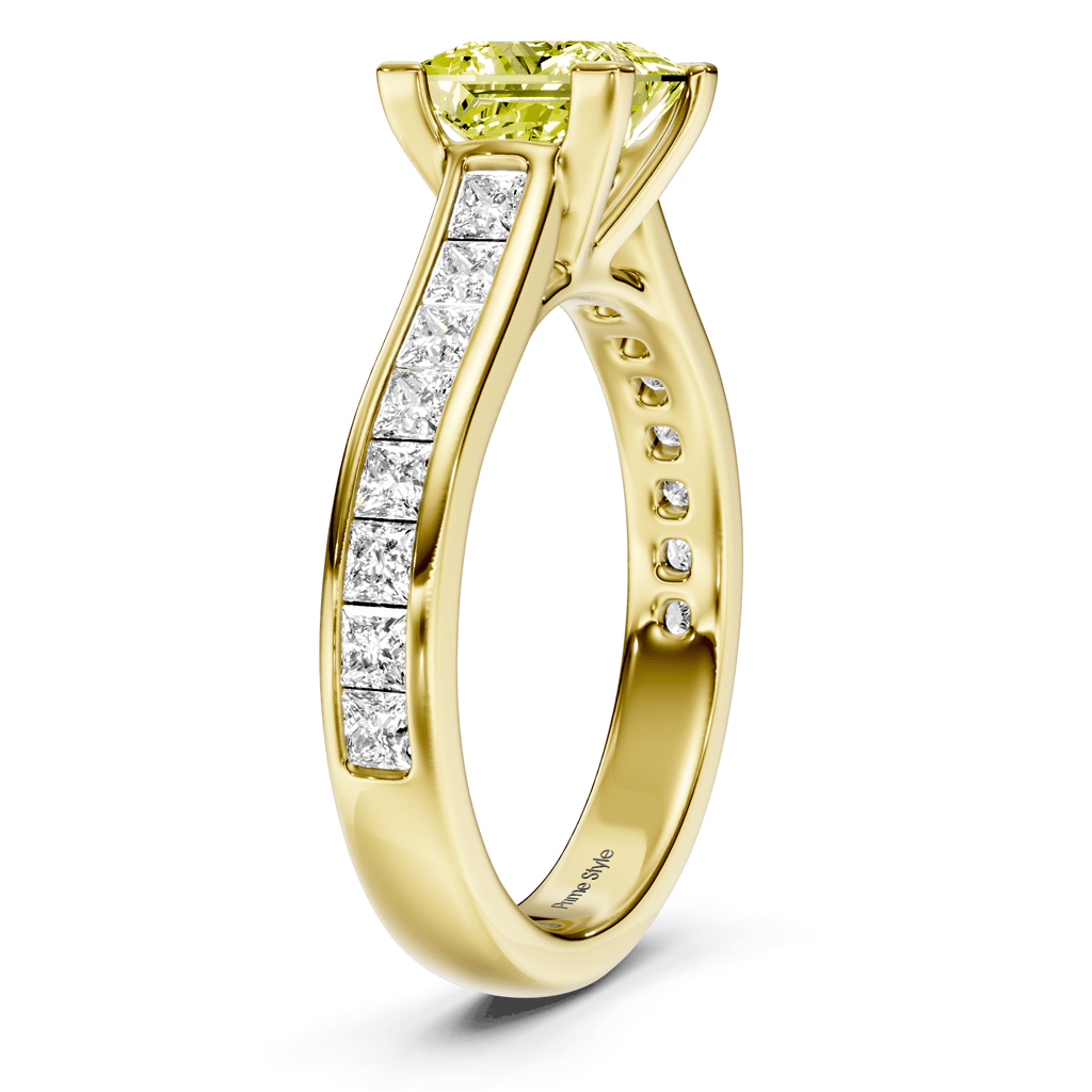 1.80 - 4.80 CT Princess Cut Fancy Yellow Diamonds - Engagement Ring - Primestyle.com