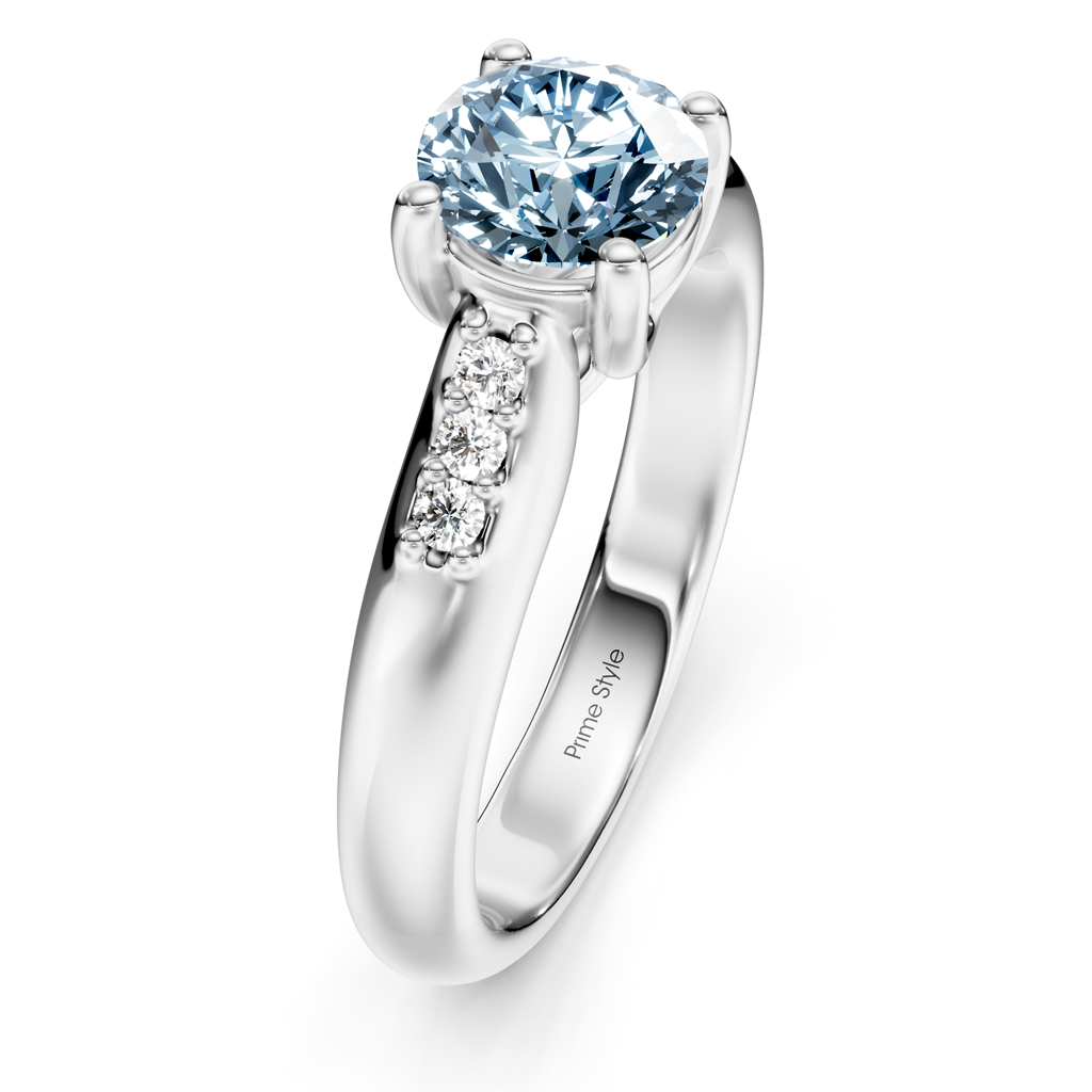 1.10-4.10 CT Round Cut Fancy Blue Diamonds - Engagement Ring
