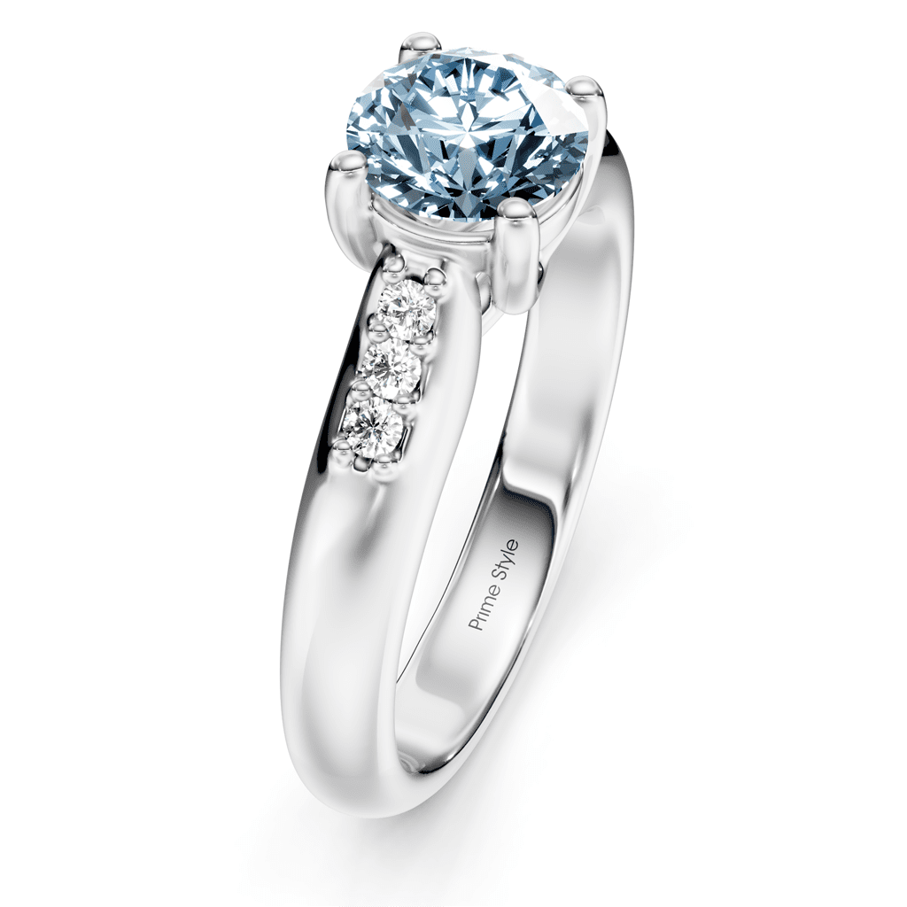 1.10 - 4.10 CT Round Cut Fancy Blue Diamonds - Engagement Ring - Primestyle.com