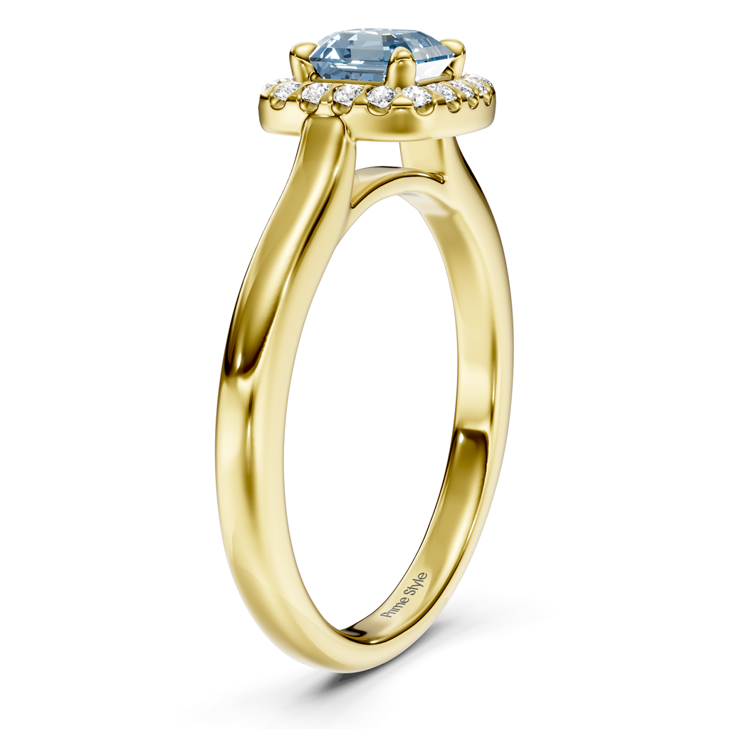 1.15-4.15 CT Ascher & Round Cut Fancy Blue Diamonds - Engagement Ring