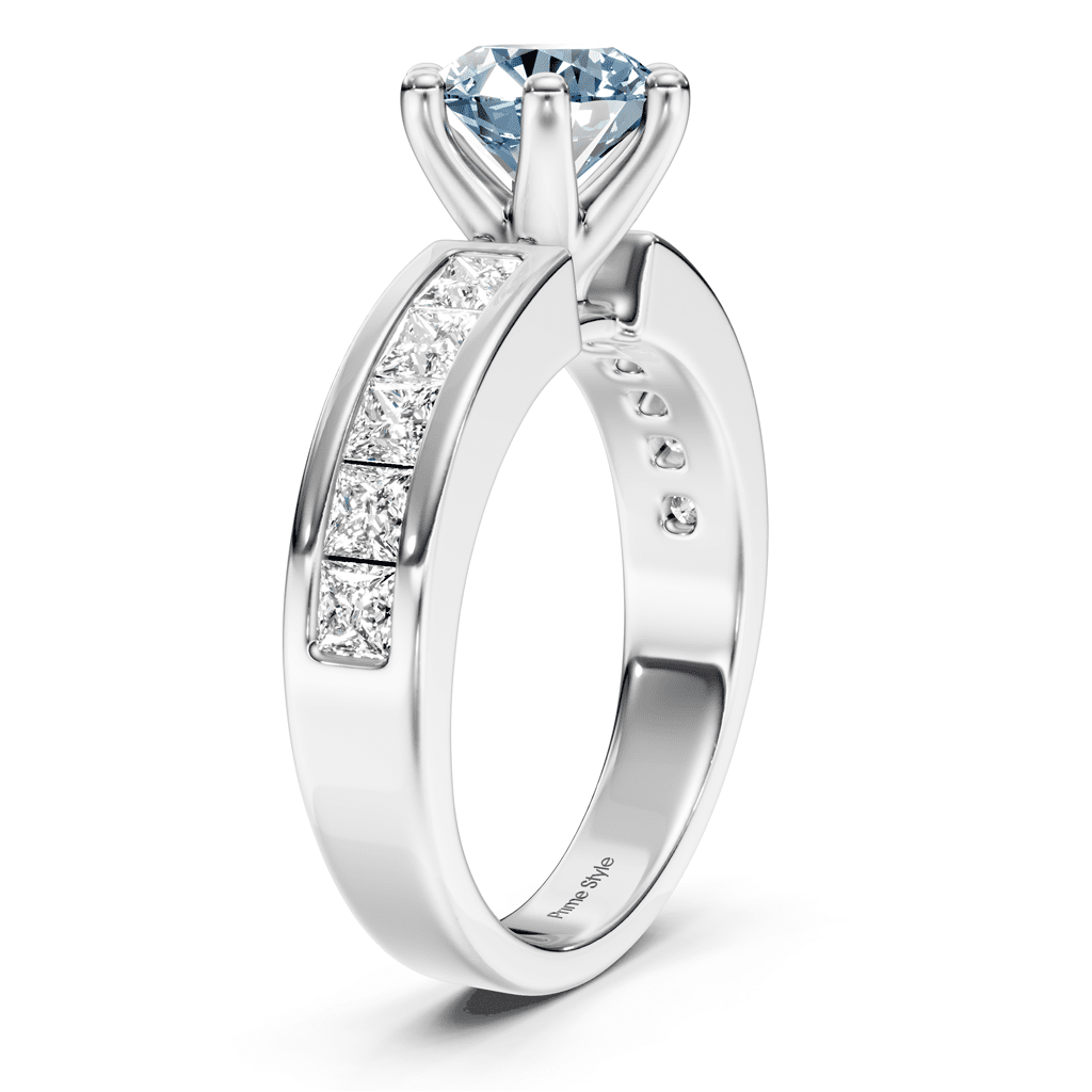 1.90-4.90 CT Princess & Round Cut Fancy Blue Diamonds - Engagement Ring