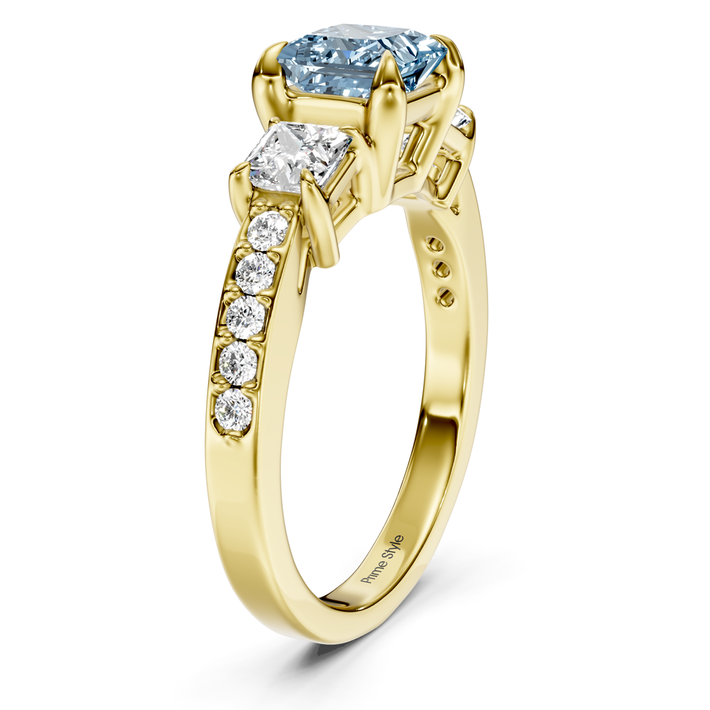 1.85-4.85 CT Princess & Round Cut Fancy Blue Diamonds - Engagement Ring