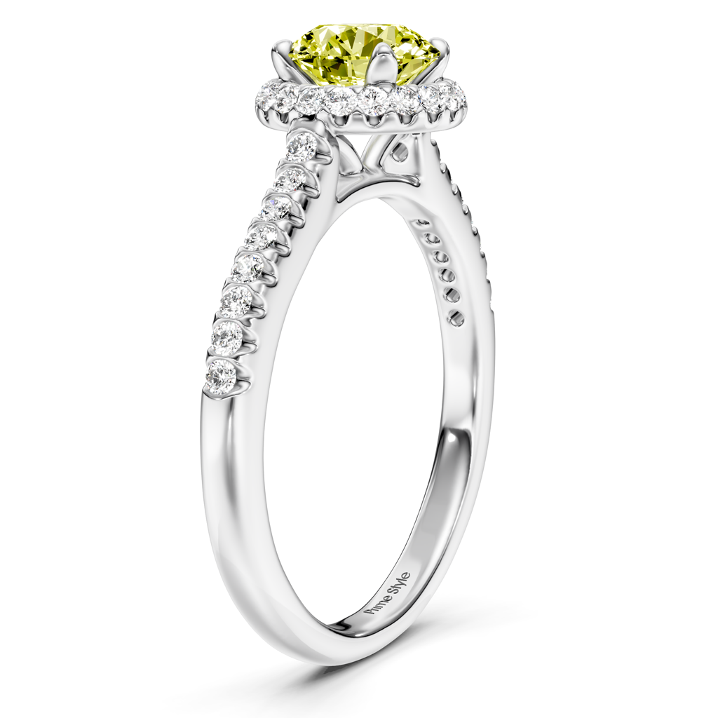 1.30-4.30 CT Round Cut Fancy Yellow Diamonds - Engagement Ring