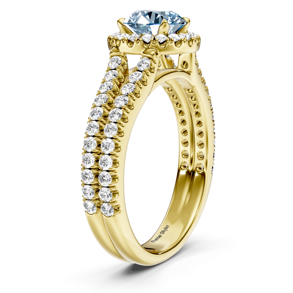 1.60-4.60 CT Round Cut Fancy Blue Diamonds - Engagement Ring