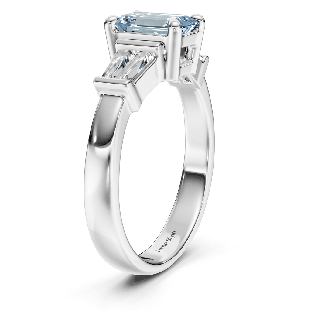 1.40 - 4.40 CT Emerald & Taper Cut Fancy Blue Diamonds - Engagement Ring - Primestyle.com