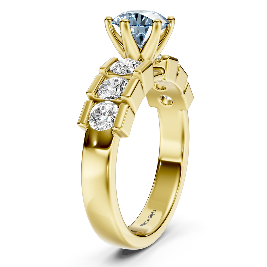 1.85-4.85 CT Round Cut Fancy Blue Diamonds - Engagement Ring