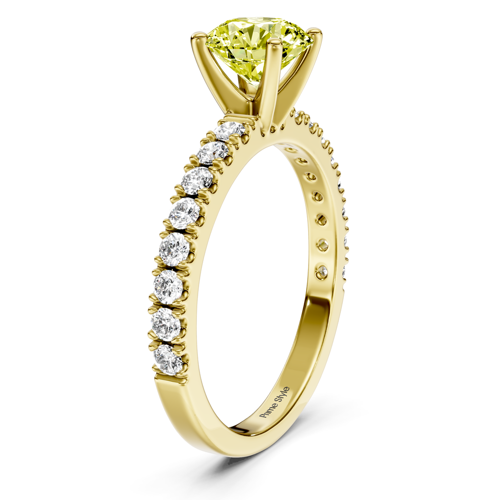 1.40-4.40 CT Round Cut Fancy Yellow Diamonds - Engagement Ring