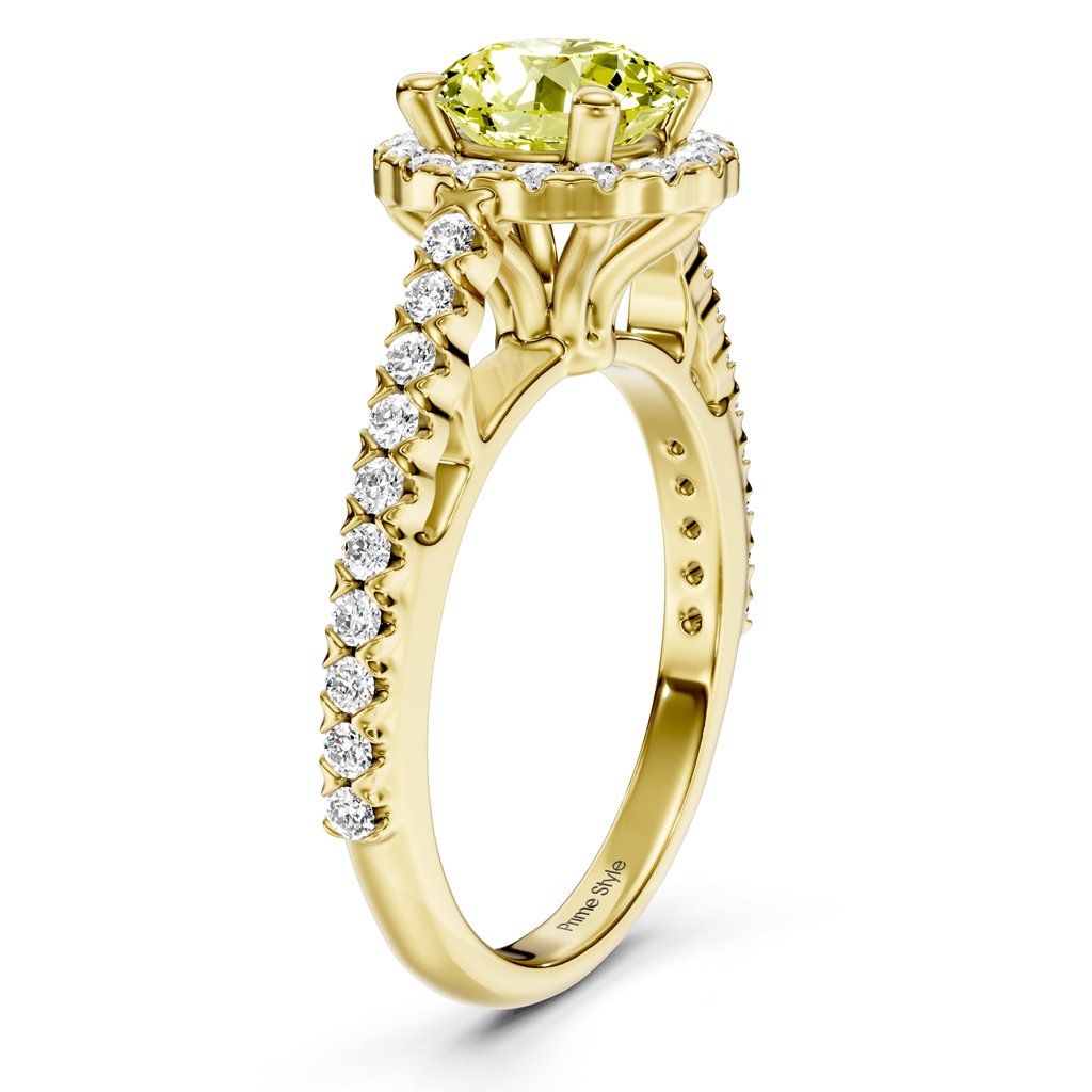 1.35-4.35 CT Round Cut Fancy Yellow Diamonds - Engagement Ring