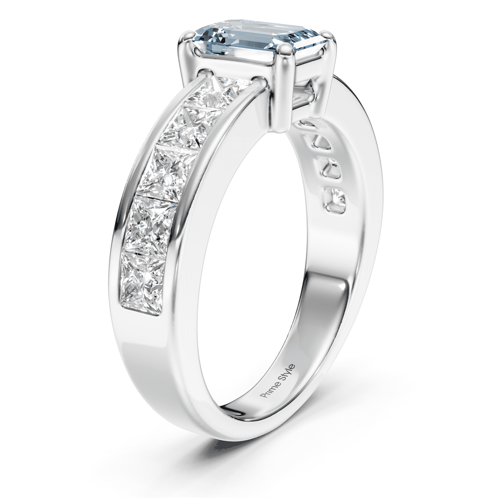 2.50 - 5.50 CT Emerald & Princess Cut Fancy Blue Diamonds - Engagement Ring - Primestyle.com