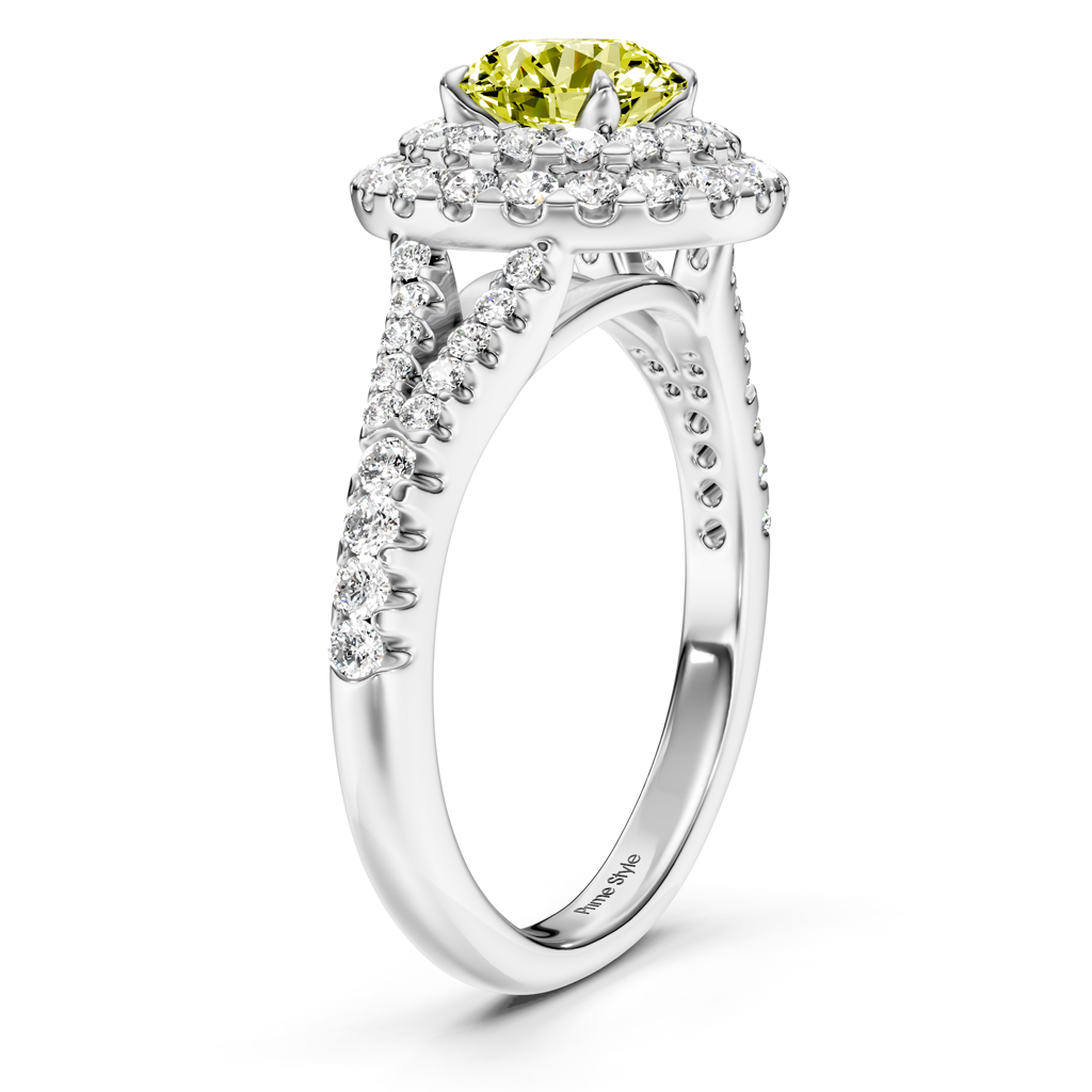 1.49-4.49 CT Round Cut Fancy Yellow Diamonds - Engagement Ring