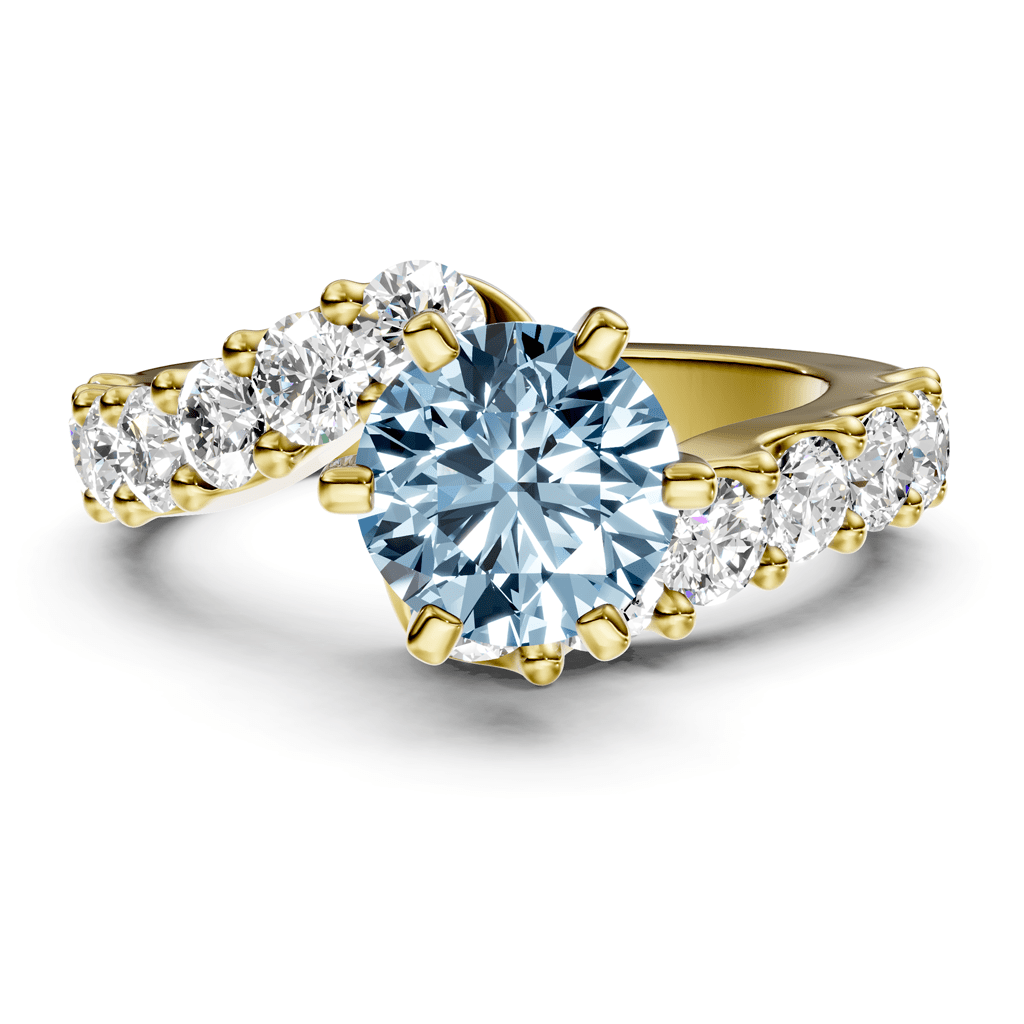 2.30-5.30 CT Round Cut Fancy Blue Diamonds - Engagement Ring