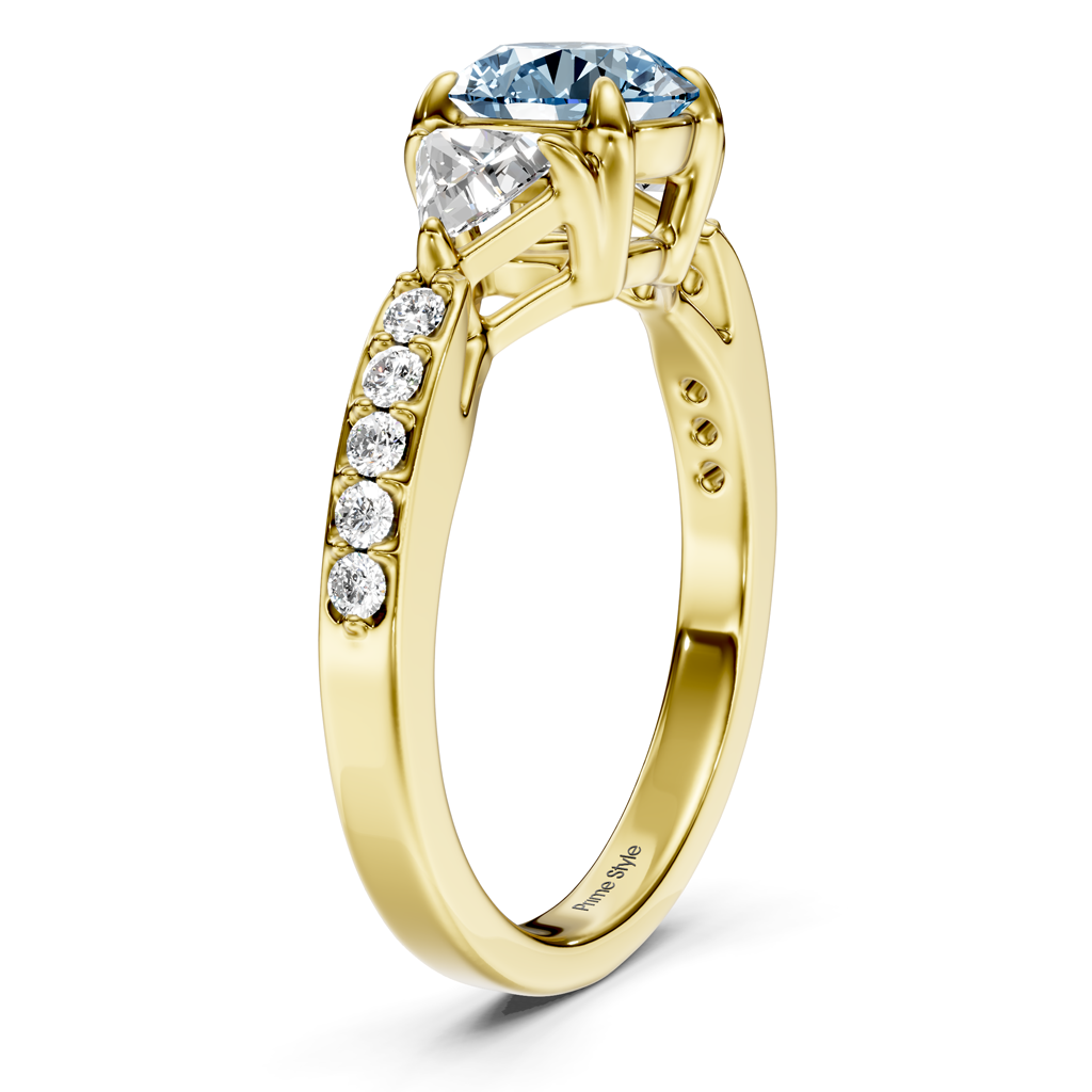 1.60-4.60 CT Round & Triangle Cut Fancy Blue Diamonds - Engagement Ring