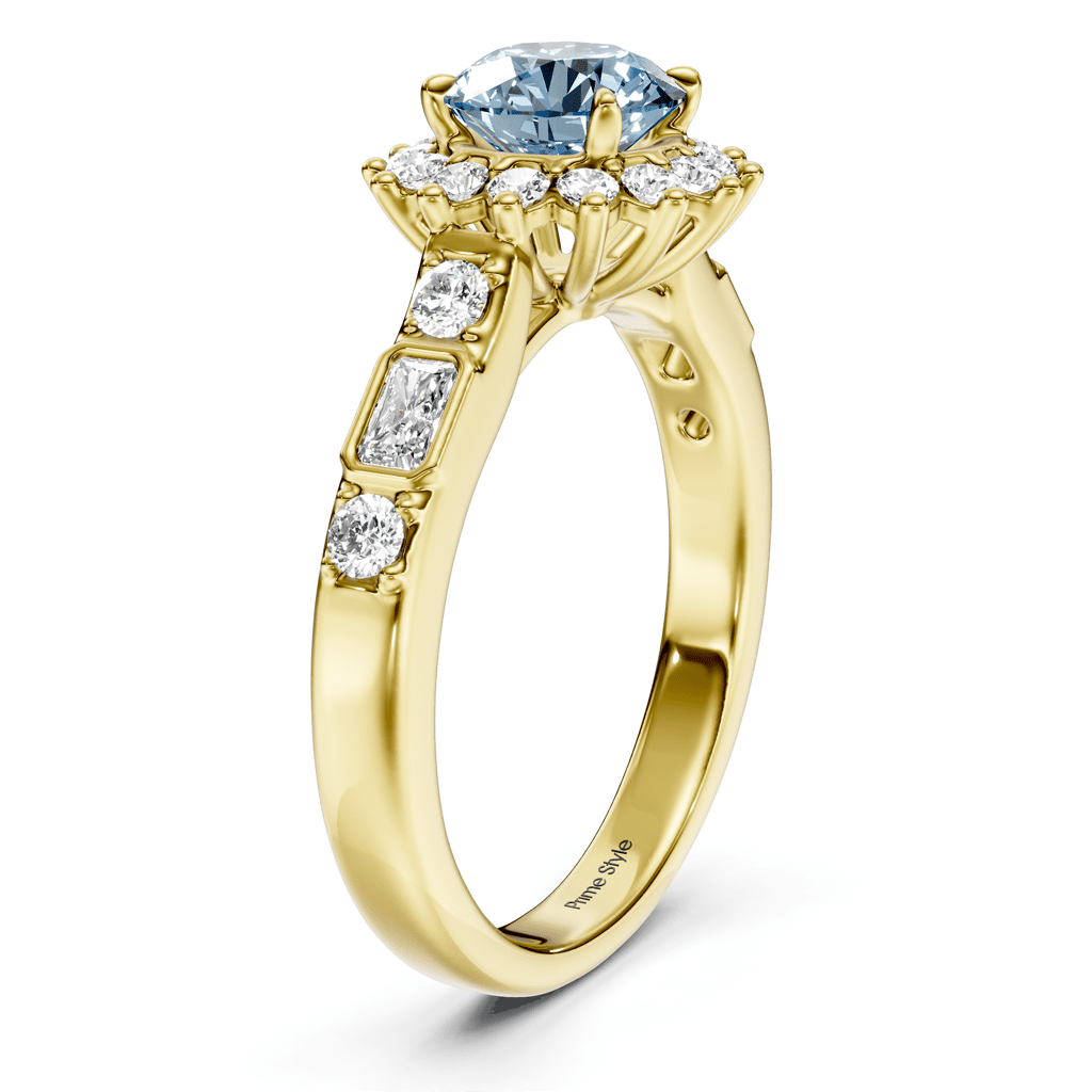 1.57 - 4.57 CT Radiant & Round Cut Fancy Blue Diamonds - Engagement Ring - Primestyle.com