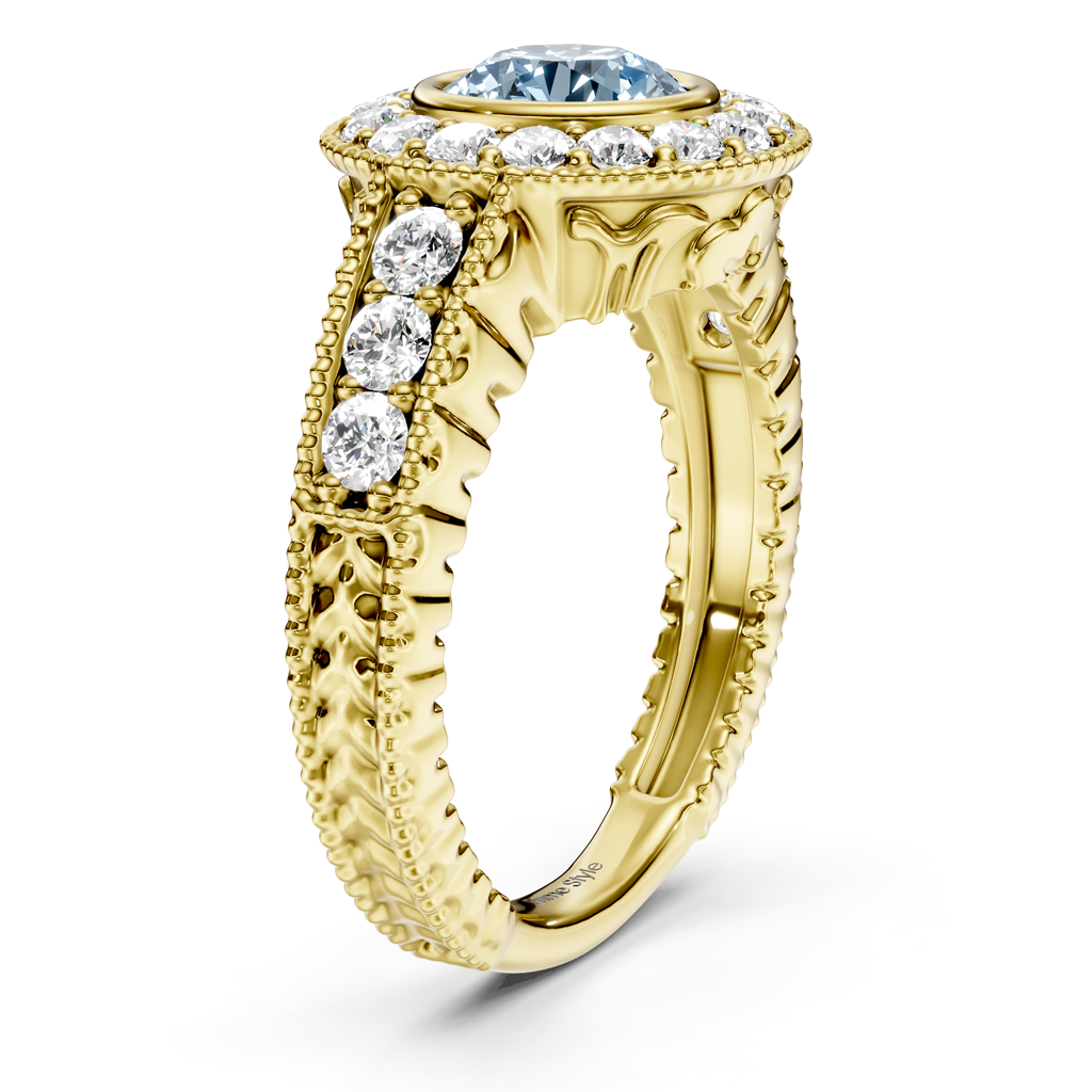 1.50-4.50 CT Round Cut Fancy Blue Diamonds - Engagement Ring