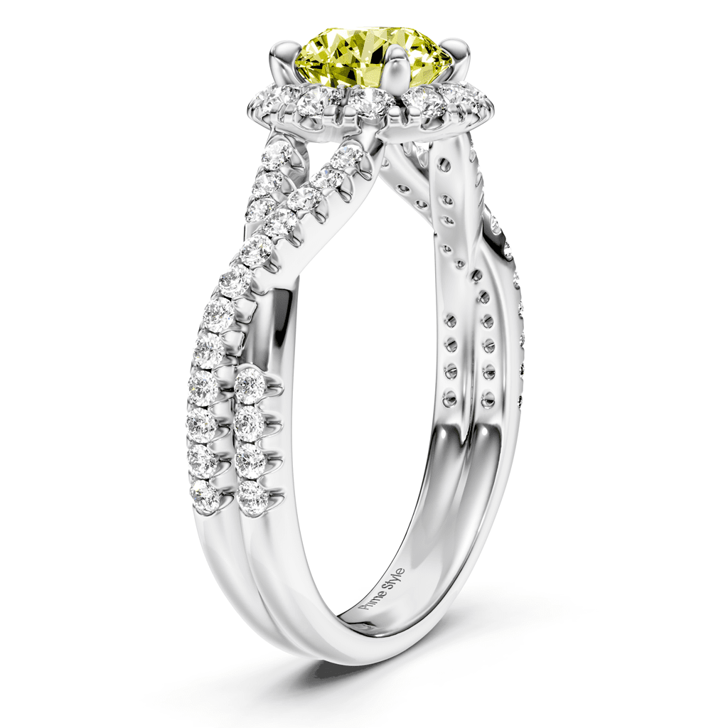 1.45 - 4.45 CT Round Cut Fancy Yellow Diamonds - Engagement Ring - Primestyle.com