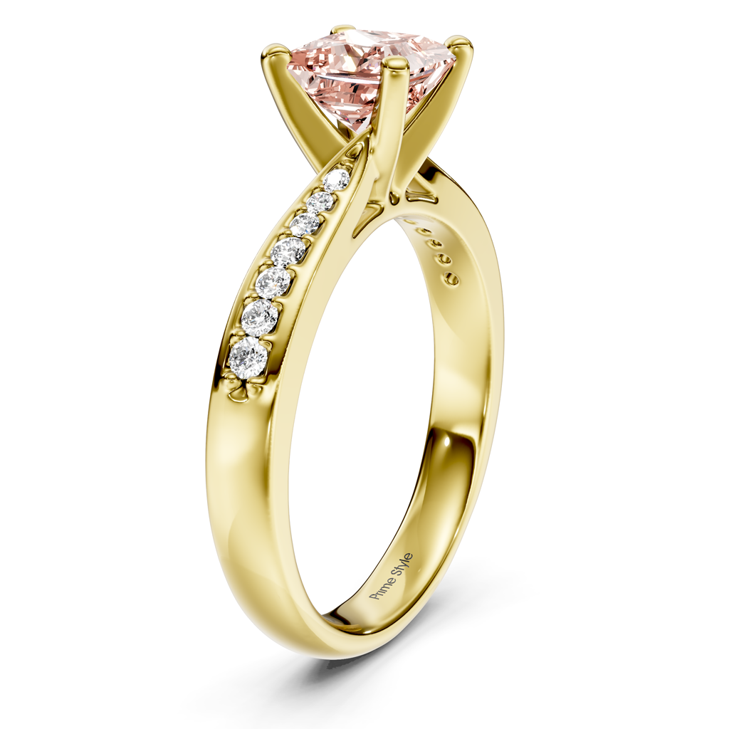 1.15-4.15 CT Princess & Round Cut Fancy Pink Diamonds - Engagement Ring