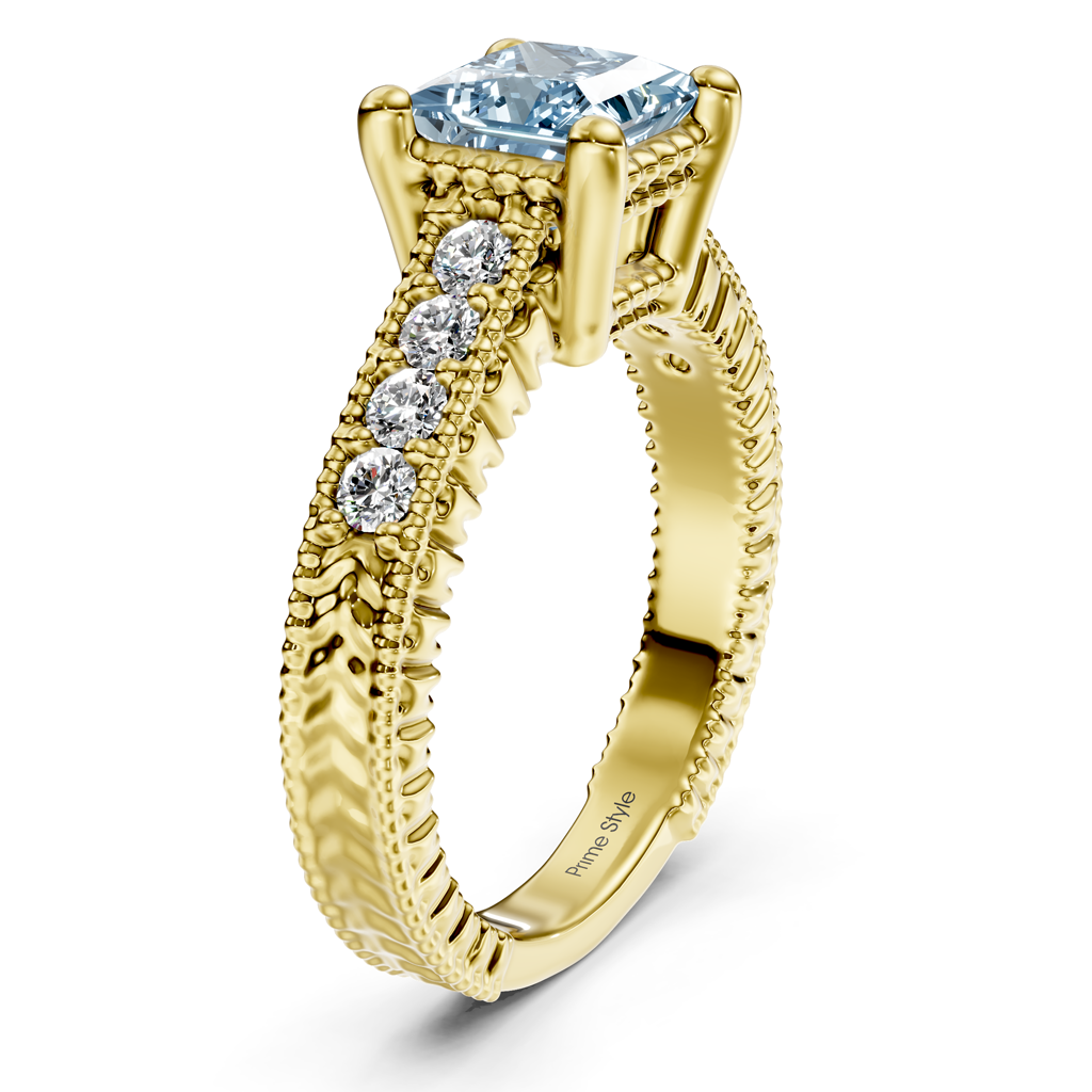 1.30-4.30 CT Princess & Round Cut Fancy Blue Diamonds - Engagement Ring