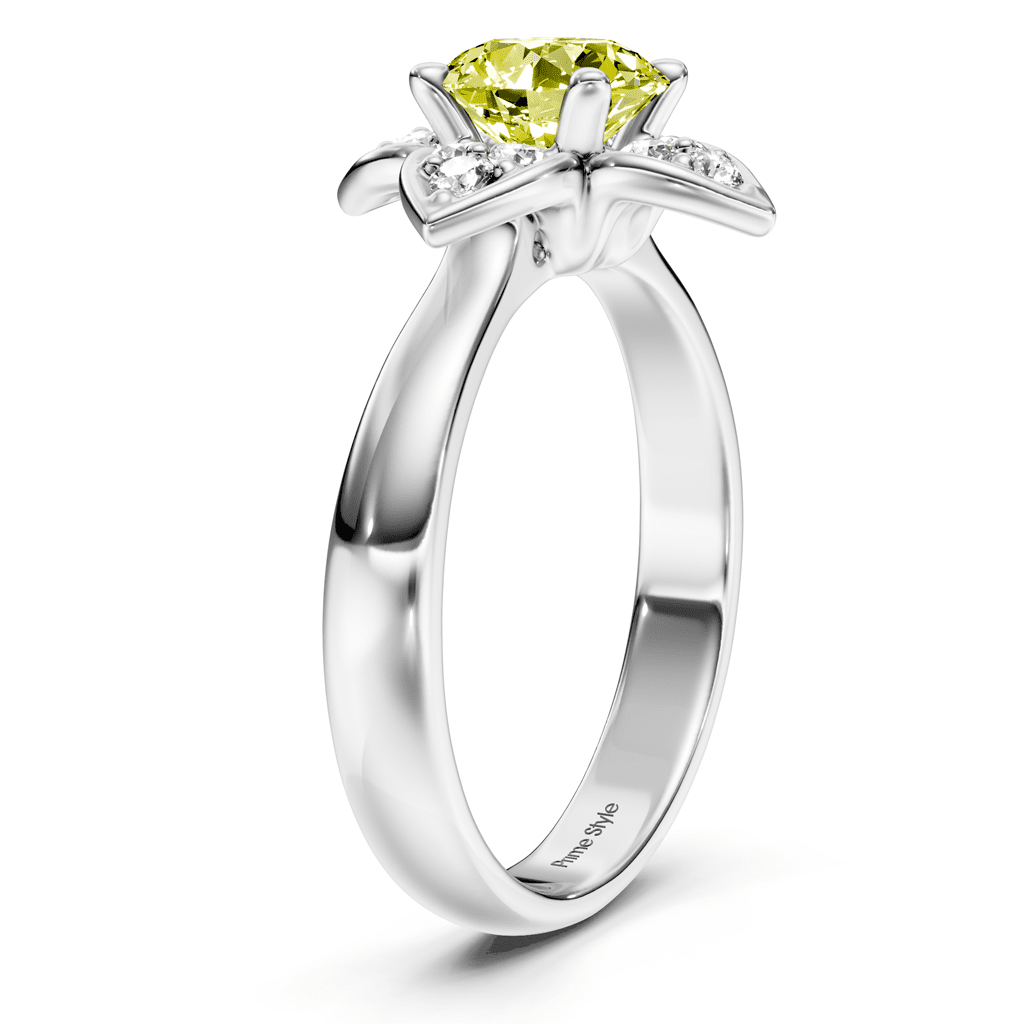 1.20 - 4.20 CT Round Cut Fancy Yellow Diamonds - Engagement Ring - Primestyle.com