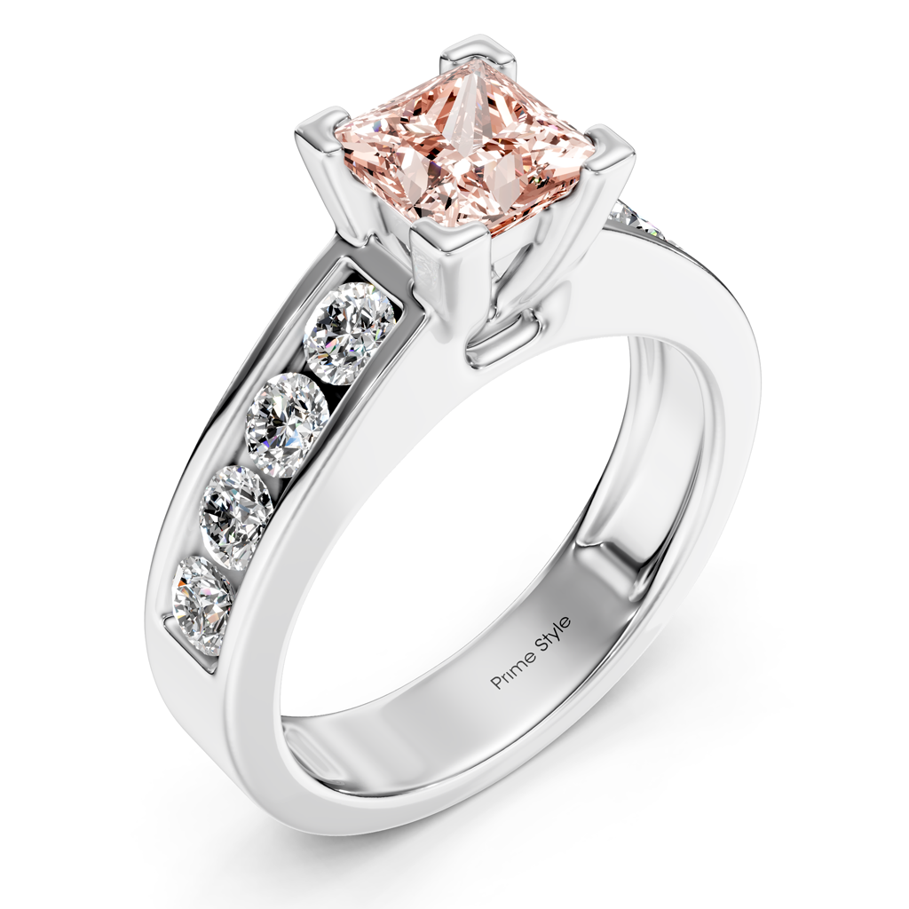 1.80-4.80 CT Princess & Round Cut Fancy Pink Diamonds - Engagement Ring