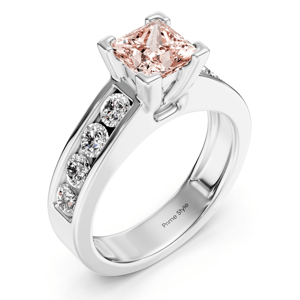 1.80 - 4.80 CT Princess & Round Cut Fancy Pink Diamonds - Engagement Ring - Primestyle.com