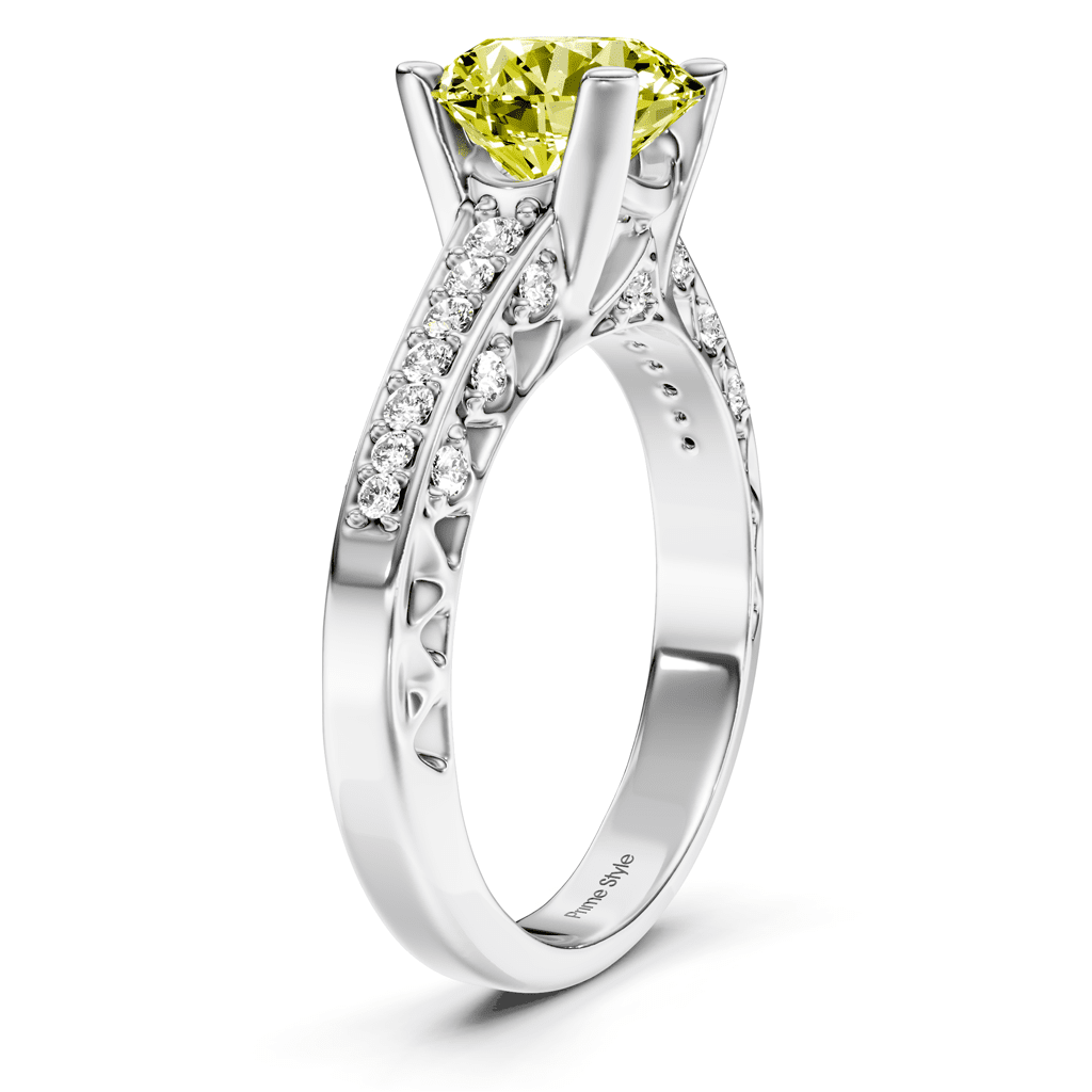 1.25 - 4.25 CT Round Cut Fancy Yellow Diamonds - Engagement Ring - Primestyle.com