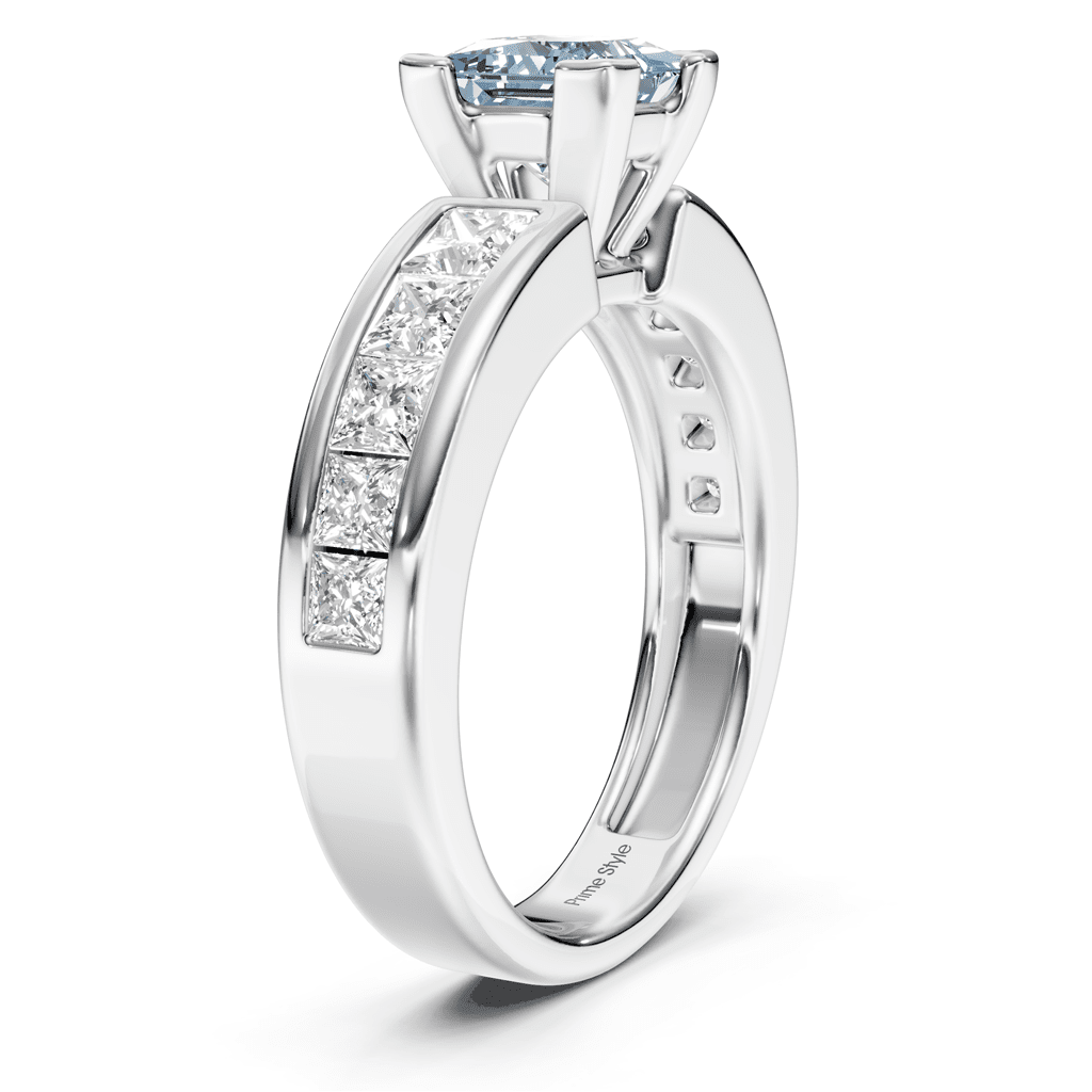2.20 - 5.20 CT Princess Cut Fancy Blue Diamonds - Engagement Ring - Primestyle.com