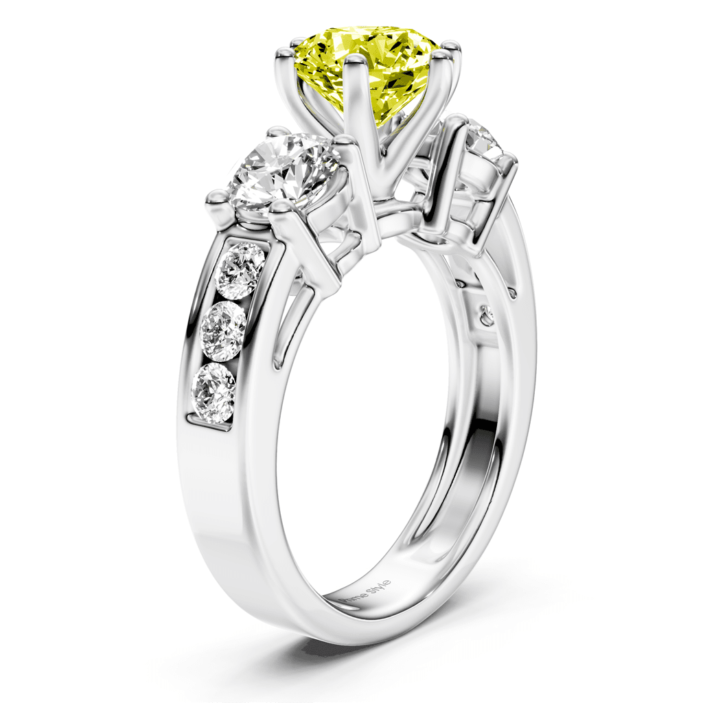 1.80-4.80 CT Princess & Round Cut Fancy Yellow Diamonds - Engagement Ring