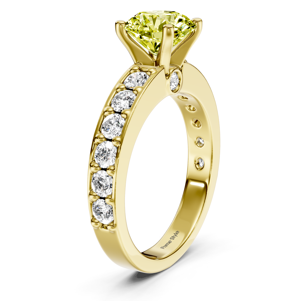 1.80-4.80 CT Round Cut Fancy Yellow Diamonds - Engagement Ring