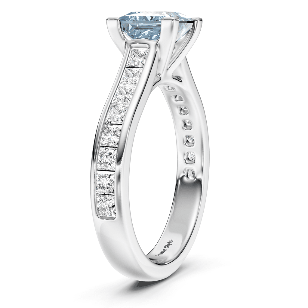 1.80-4.80 CT Princess Cut Fancy Blue Diamonds - Engagement Ring