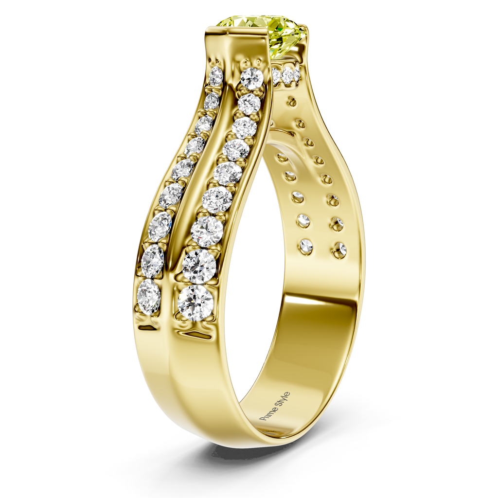 1.65-4.65 CT Round Cut Fancy Yellow Diamonds - Engagement Ring