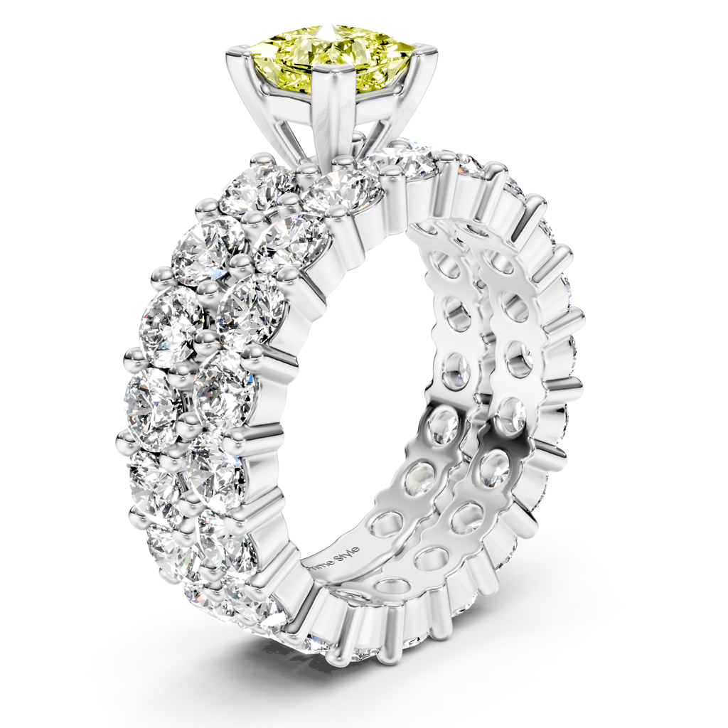 6.30-9.30 CT Princess & Round Cut Fancy Yellow Diamonds - Bridal Set