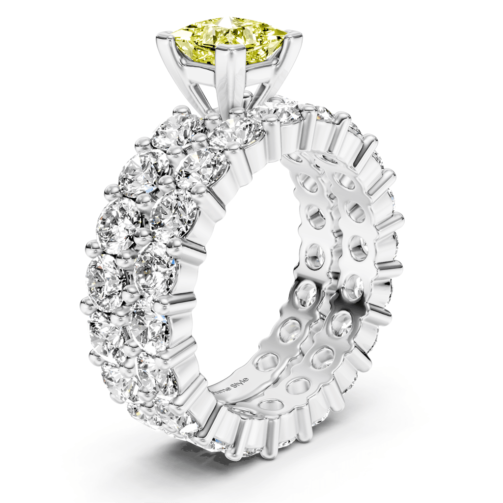 6.30 - 9.30 CT Princess & Round Cut Fancy Yellow Diamonds - Bridal Set - Primestyle.com
